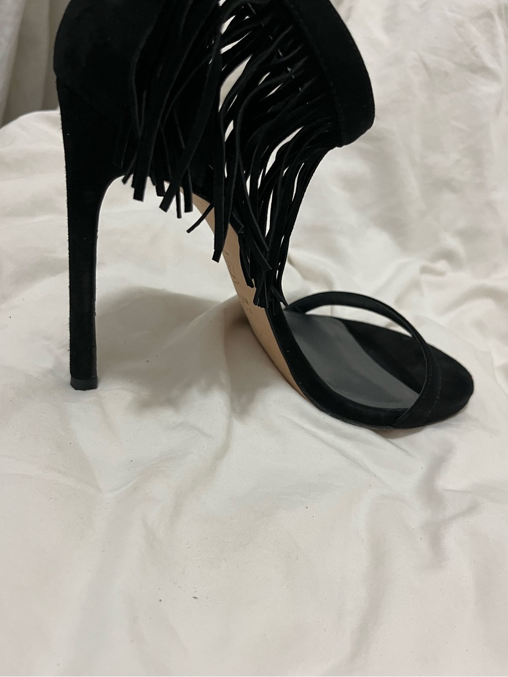 Stuart Weitzman Fringelica Suede 4.5" Heel Slingback Stilettos Size 9 - Picture 3 of 7